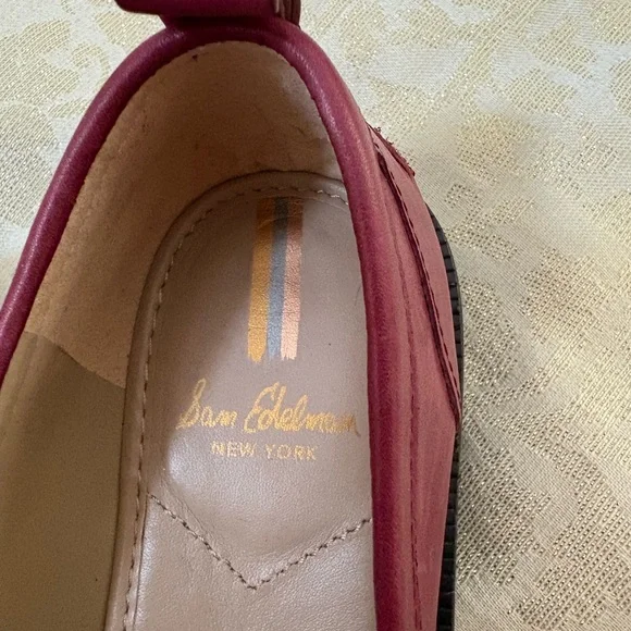Sam Edelman Burgundy and Cream Tassel Cagliari Loafers Size 8 - Picture 7 of 14